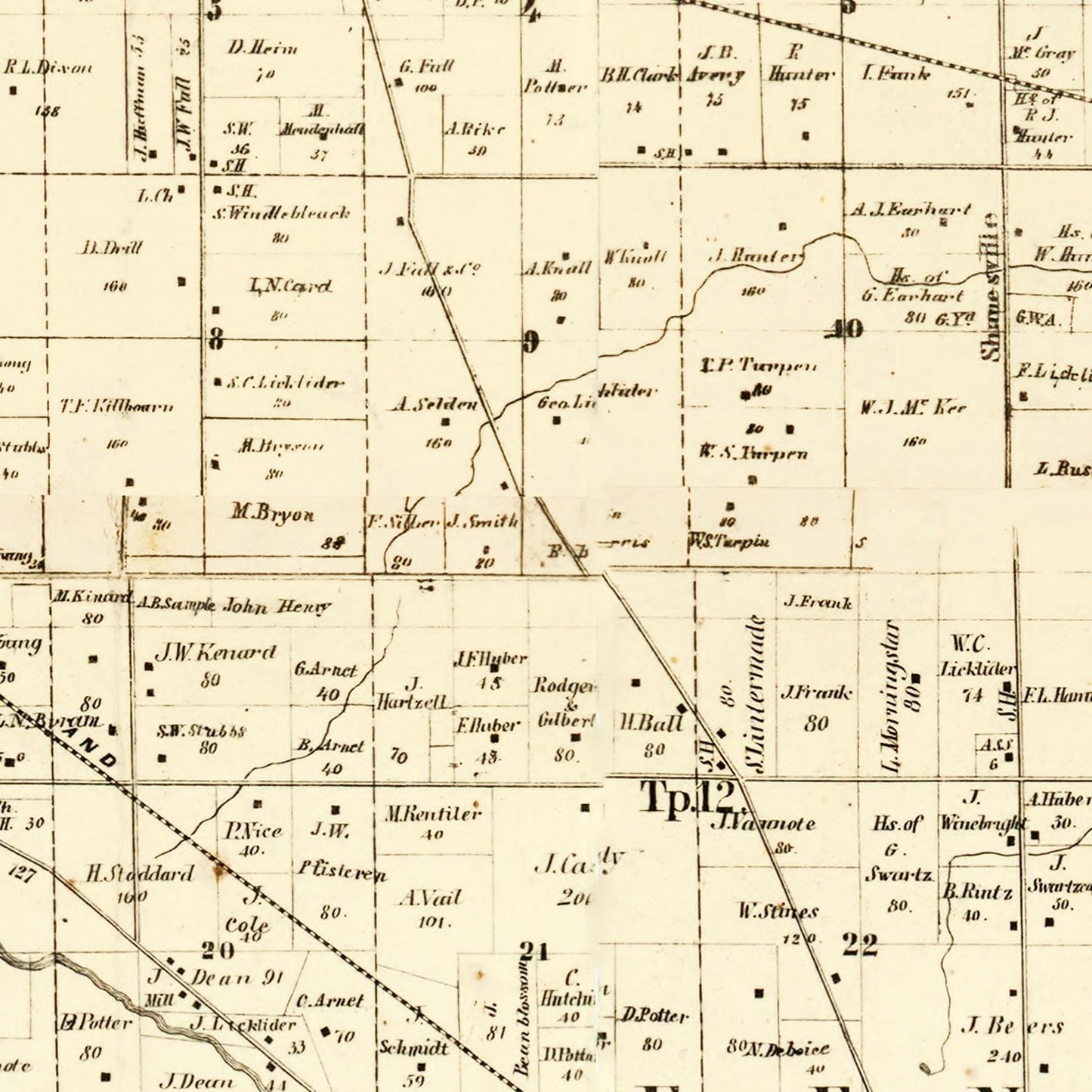 Vintage Map of Darke County, Ohio 1857