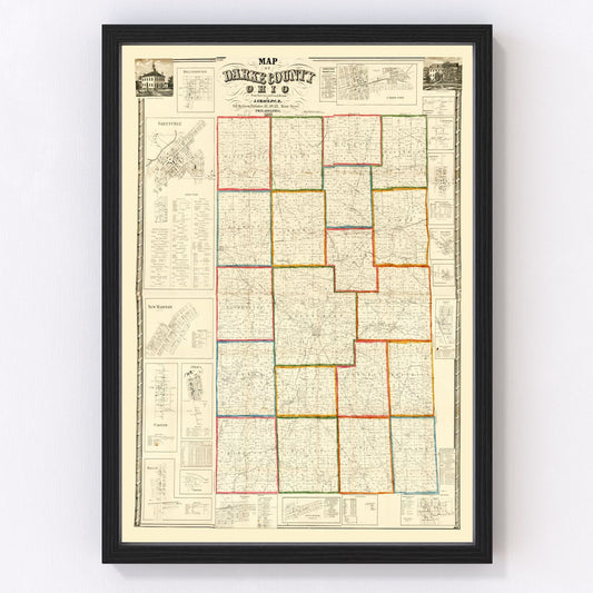 Vintage Map of Darke County, Ohio 1857
