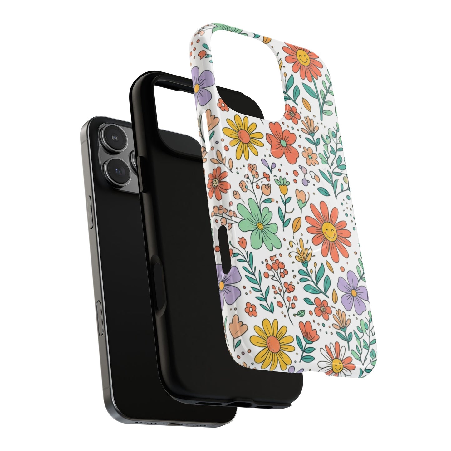 Floral Doodle Tough Magnetic Phone Case – Colorful Wildflower Protection