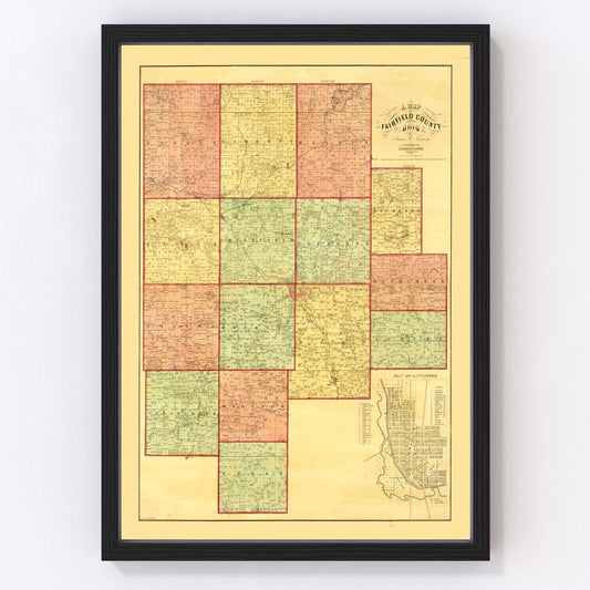 Vintage Map of Fairfield County, Ohio 1848