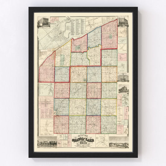 Vintage Map of Geauga County, Ohio 1857