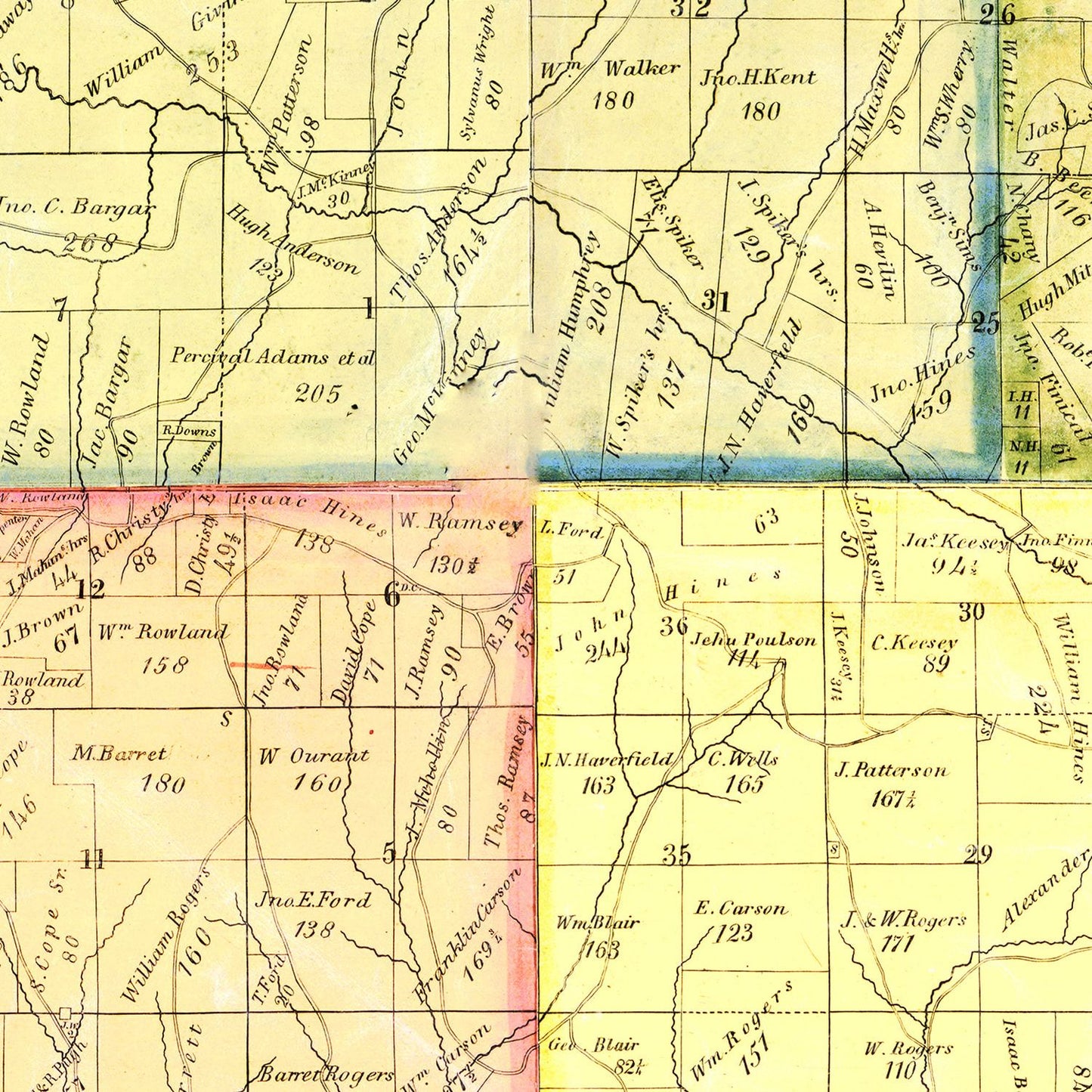 Vintage Map of Harrison County, Ohio 1862