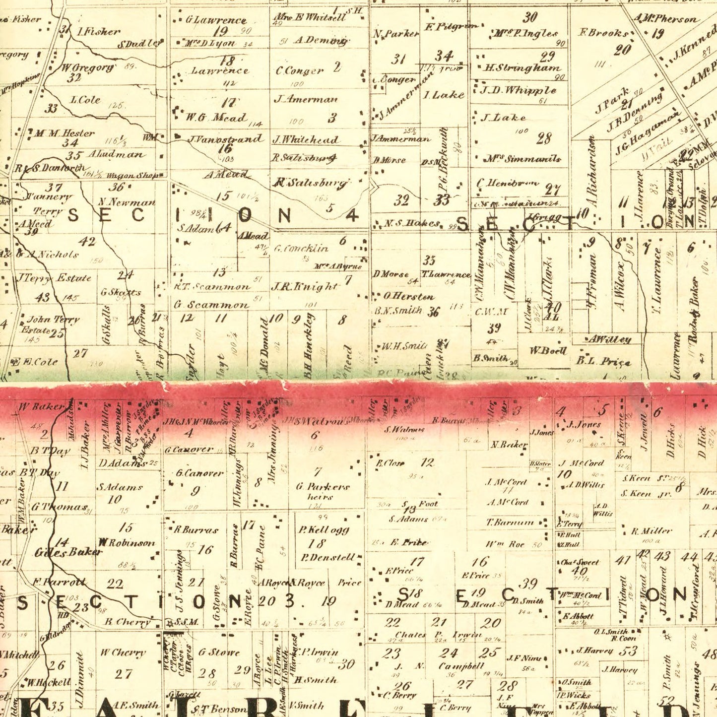 Vintage Map of Huron County, Ohio 1859