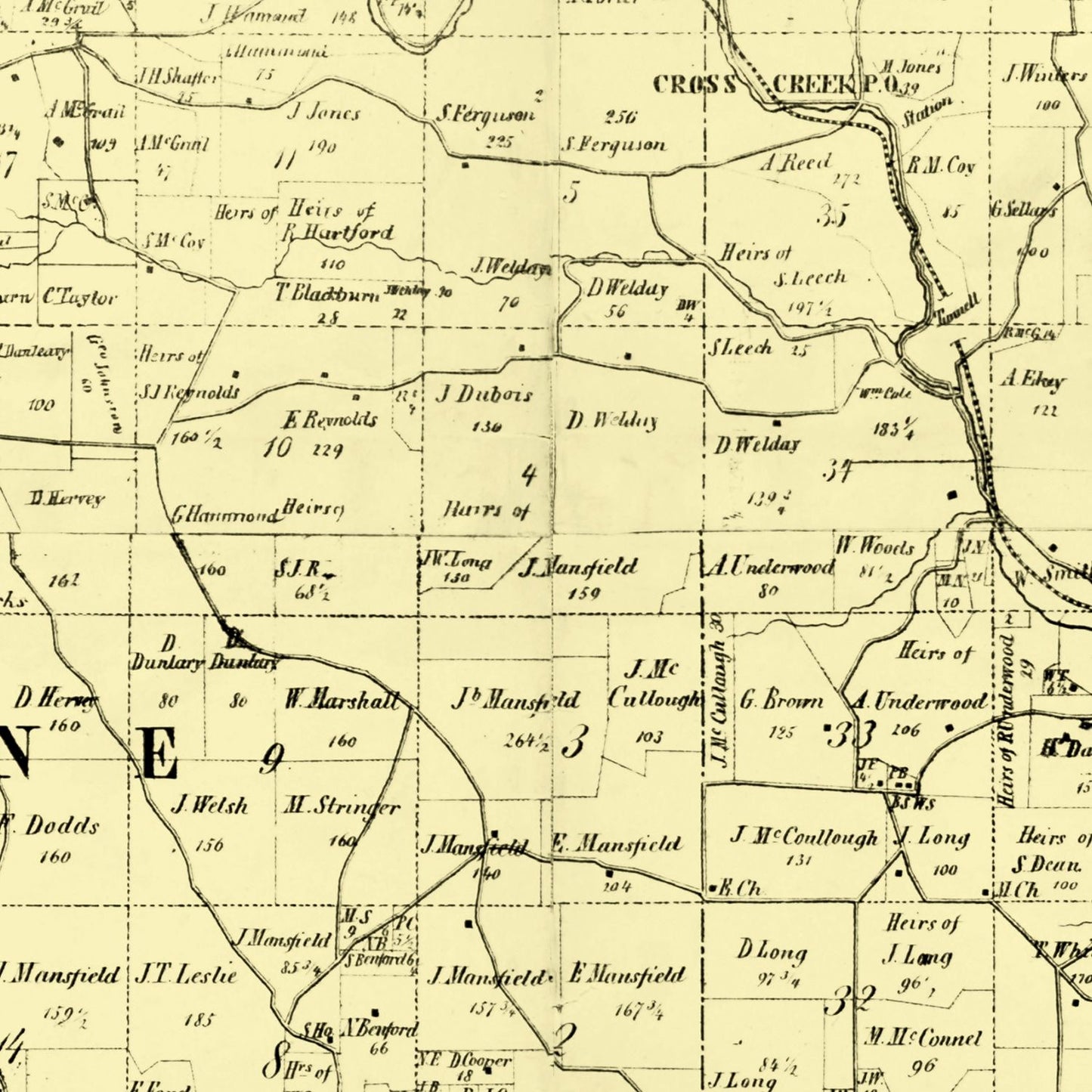 Vintage Map of Jefferson County, Ohio 1856