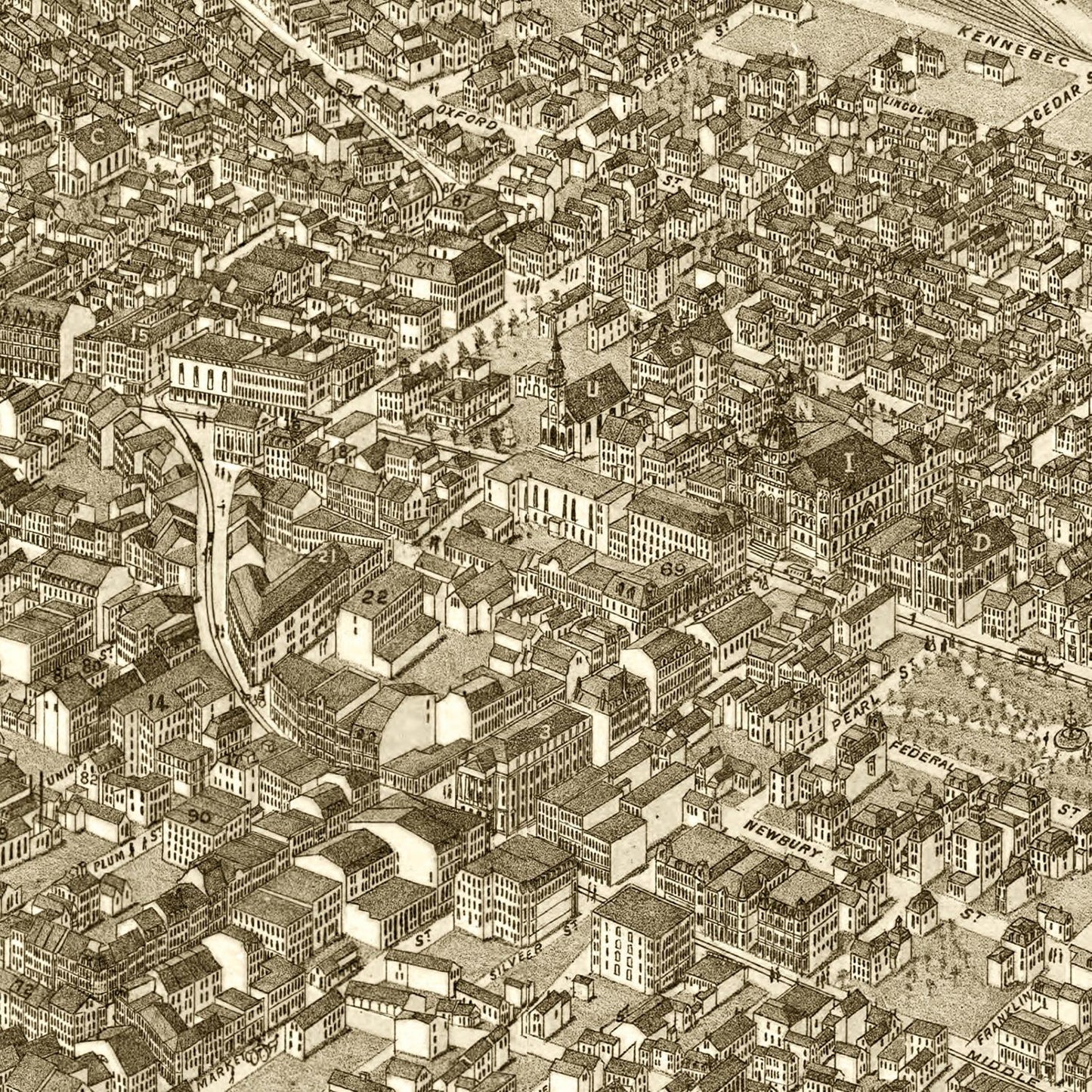 Vintage Map of Portland, Maine 1876