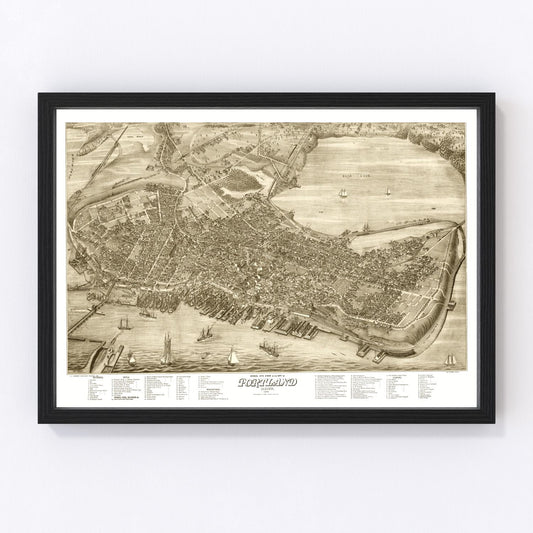 Vintage Map of Portland, Maine 1876