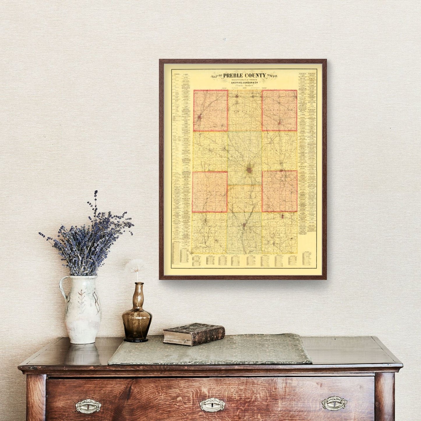 Vintage Map of Preble County, Ohio 1887