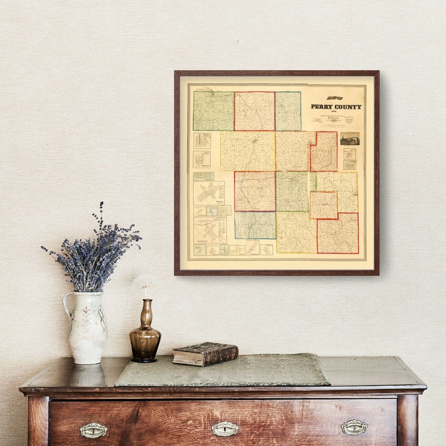 Vintage Map of Perry County, Ohio 1859
