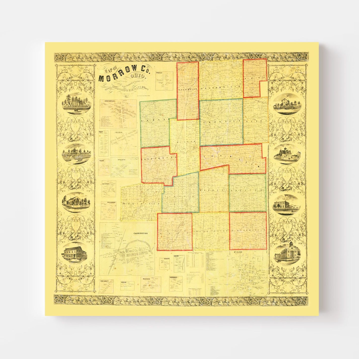 Vintage Map of Morrow County, Ohio 1857