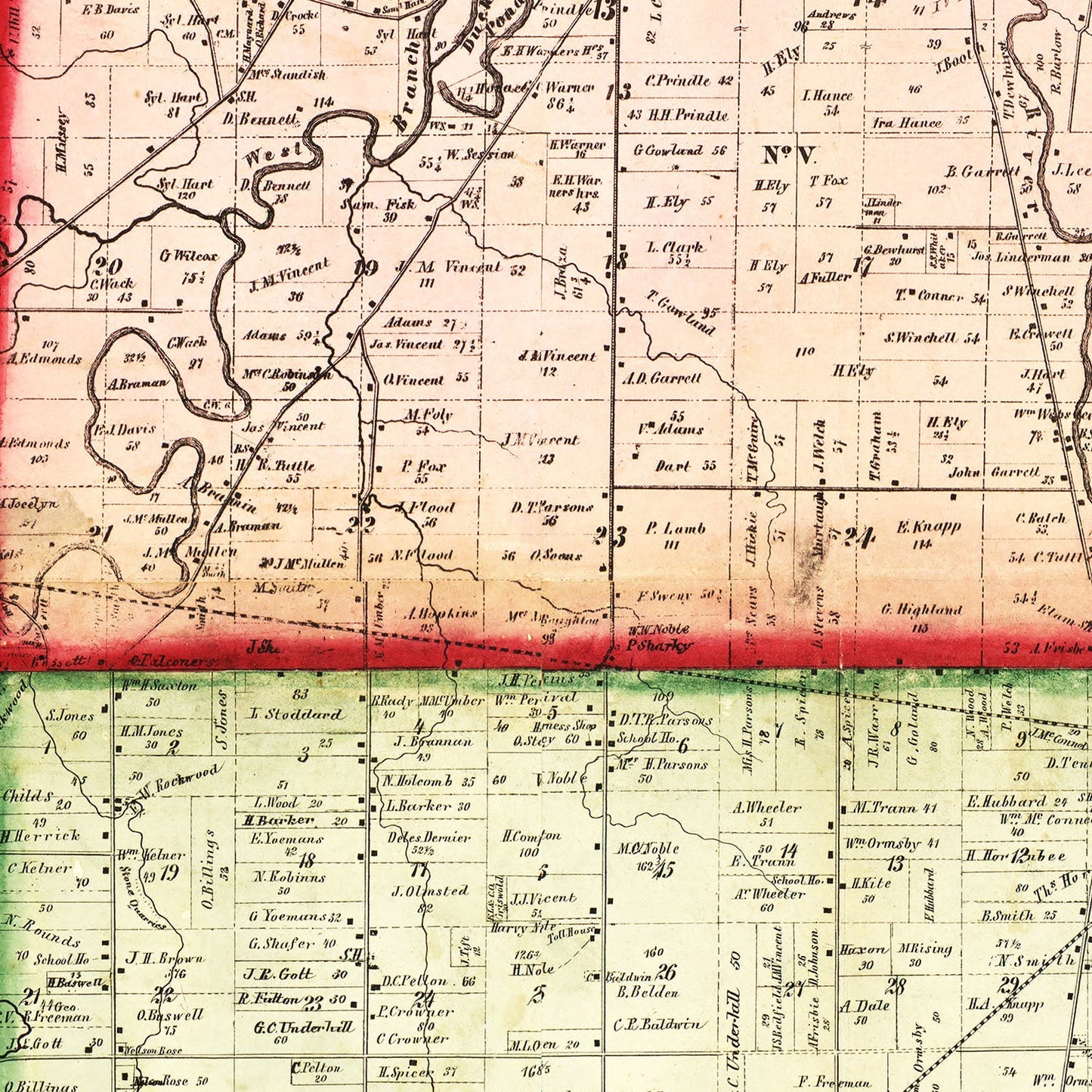 Vintage Map of Lorain County, Ohio 1857