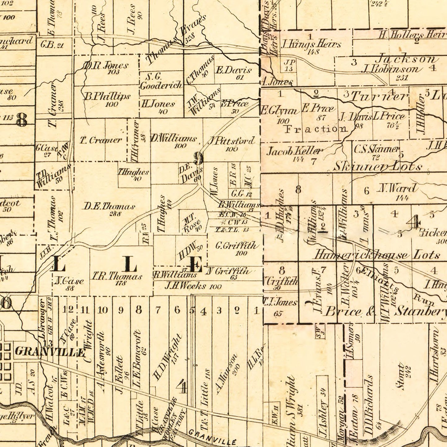 Vintage Map of Licking County, Ohio 1854