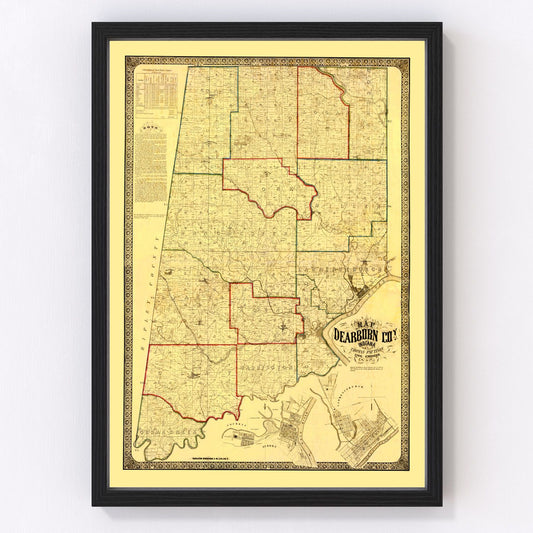 Vintage Map of Dearborn County, Indiana 1860