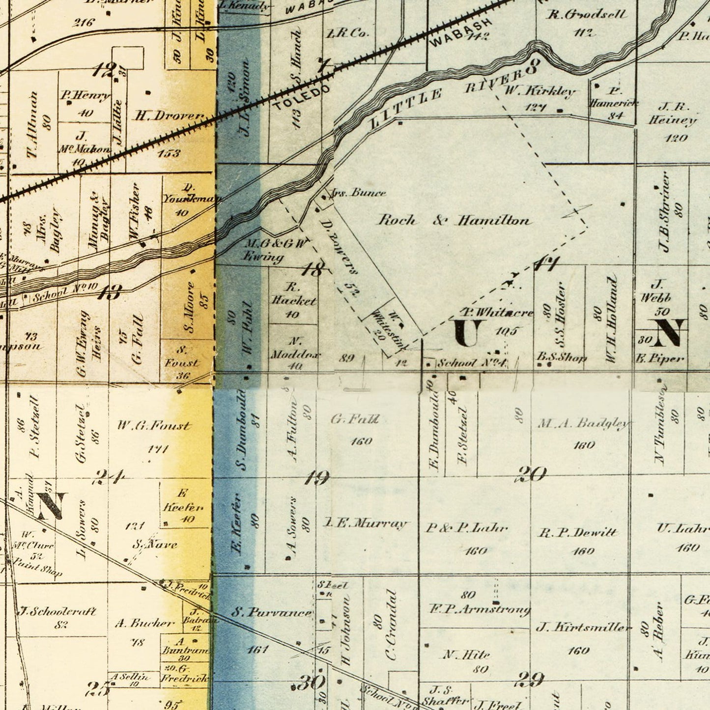 Vintage Map of Huntington County, Indiana 1866