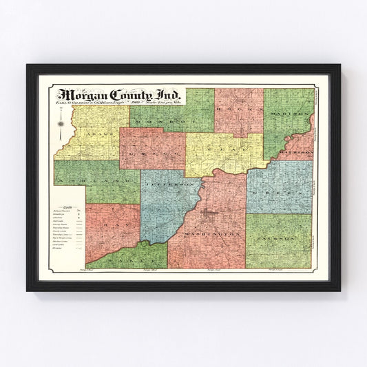 Vintage Map of Morgan County, Indiana 1909