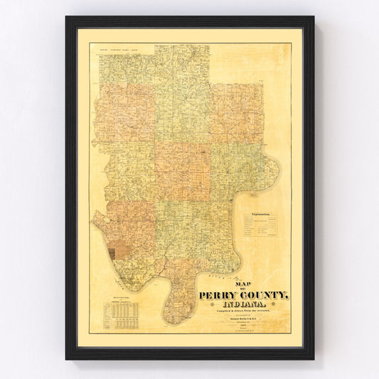 Vintage Map of Perry County, Indiana 1894