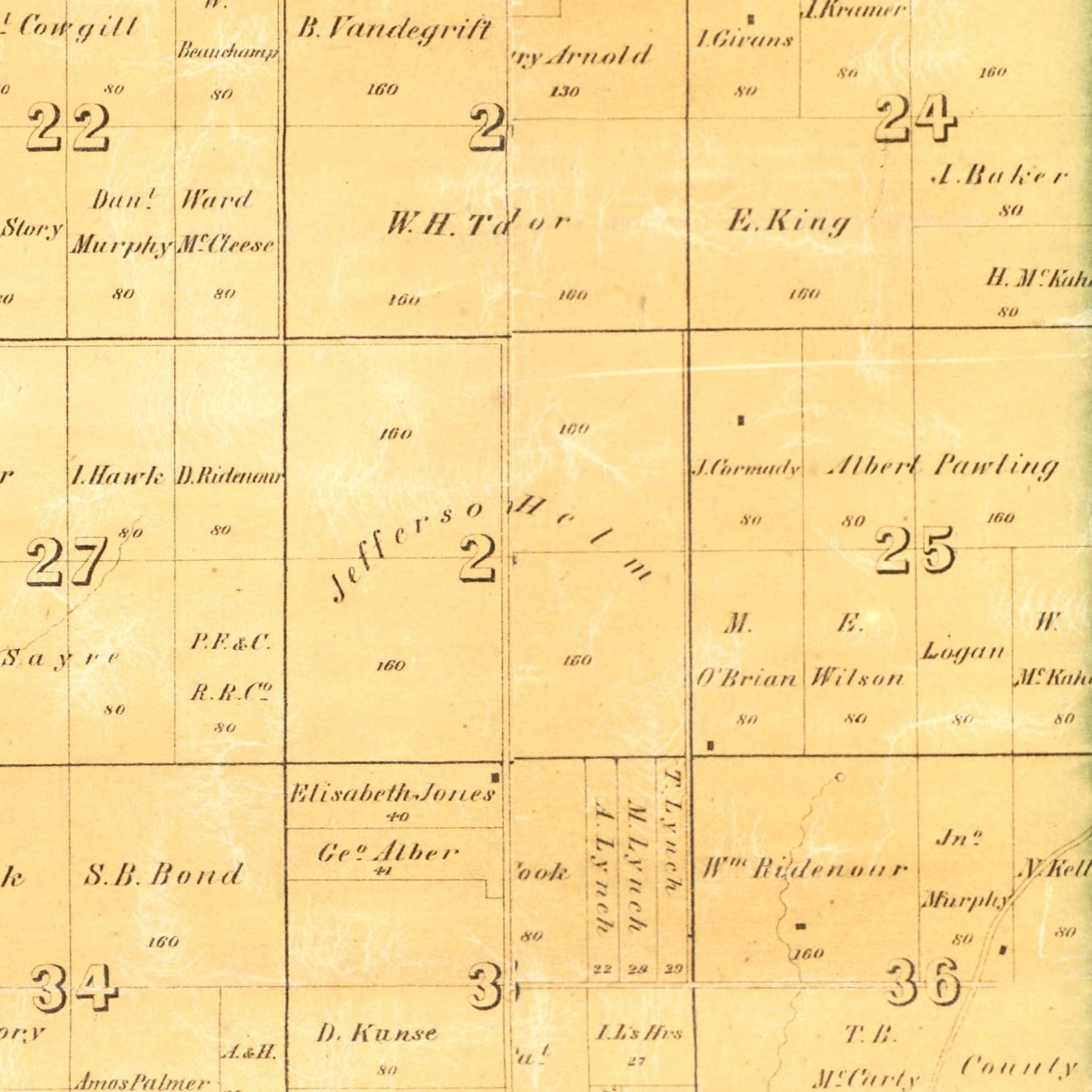 Vintage Map of Wabash County, Indiana 1861