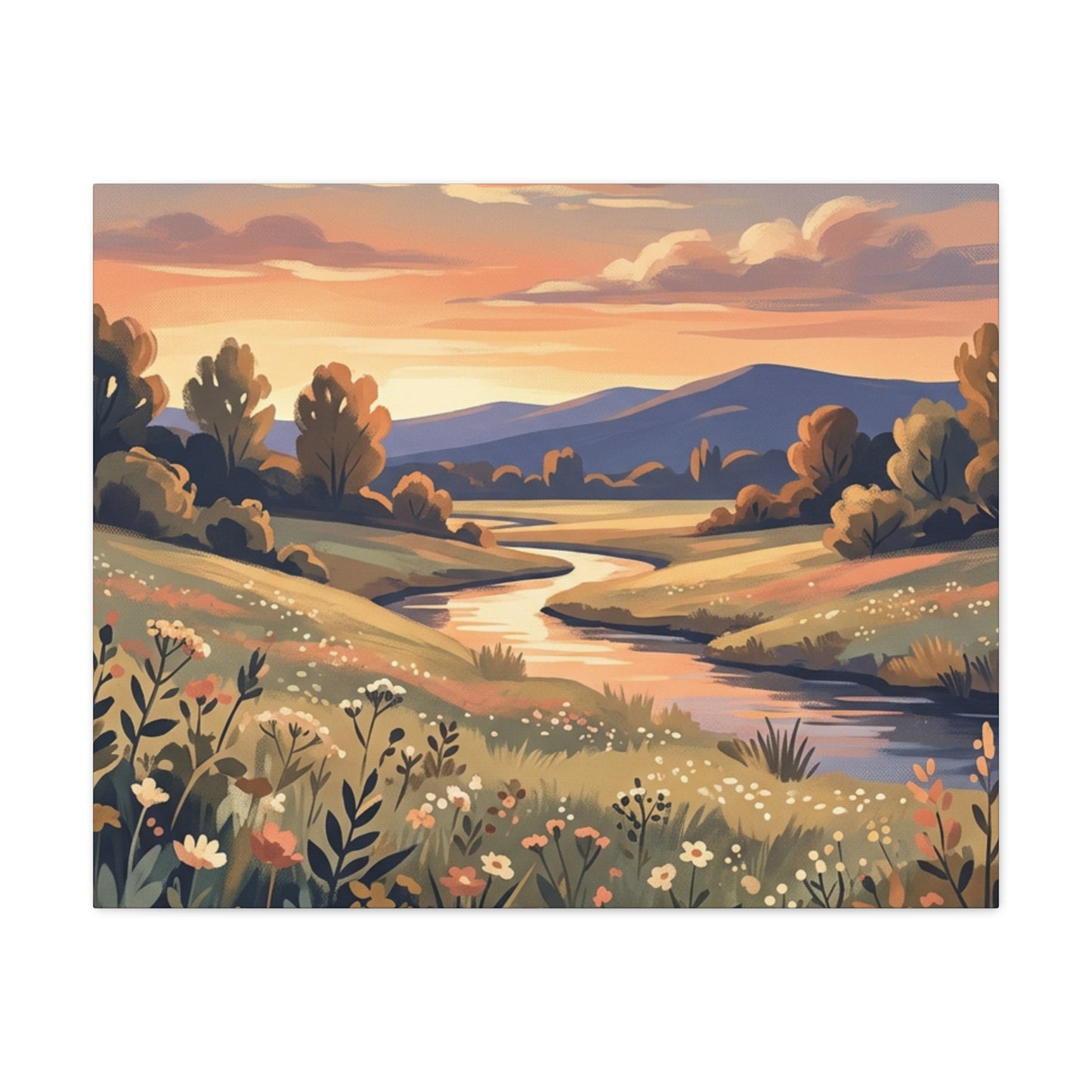 Sunset Meadow Canvas Wall Art