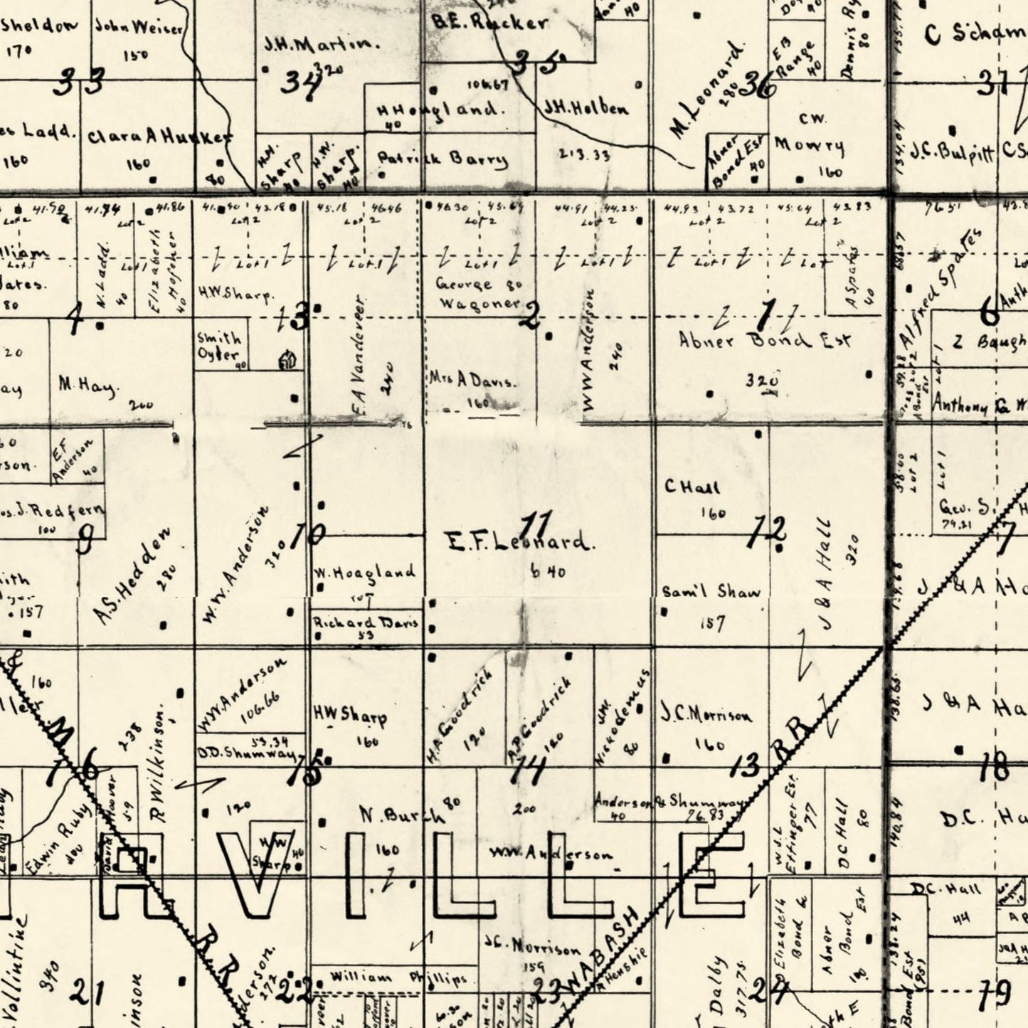 Vintage Map of Christian County, Illinois 1893