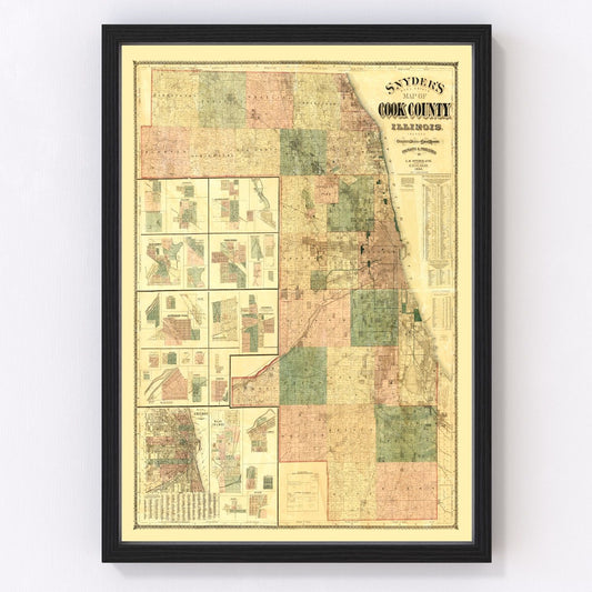 Vintage Map of Cook County, Illinois 1886