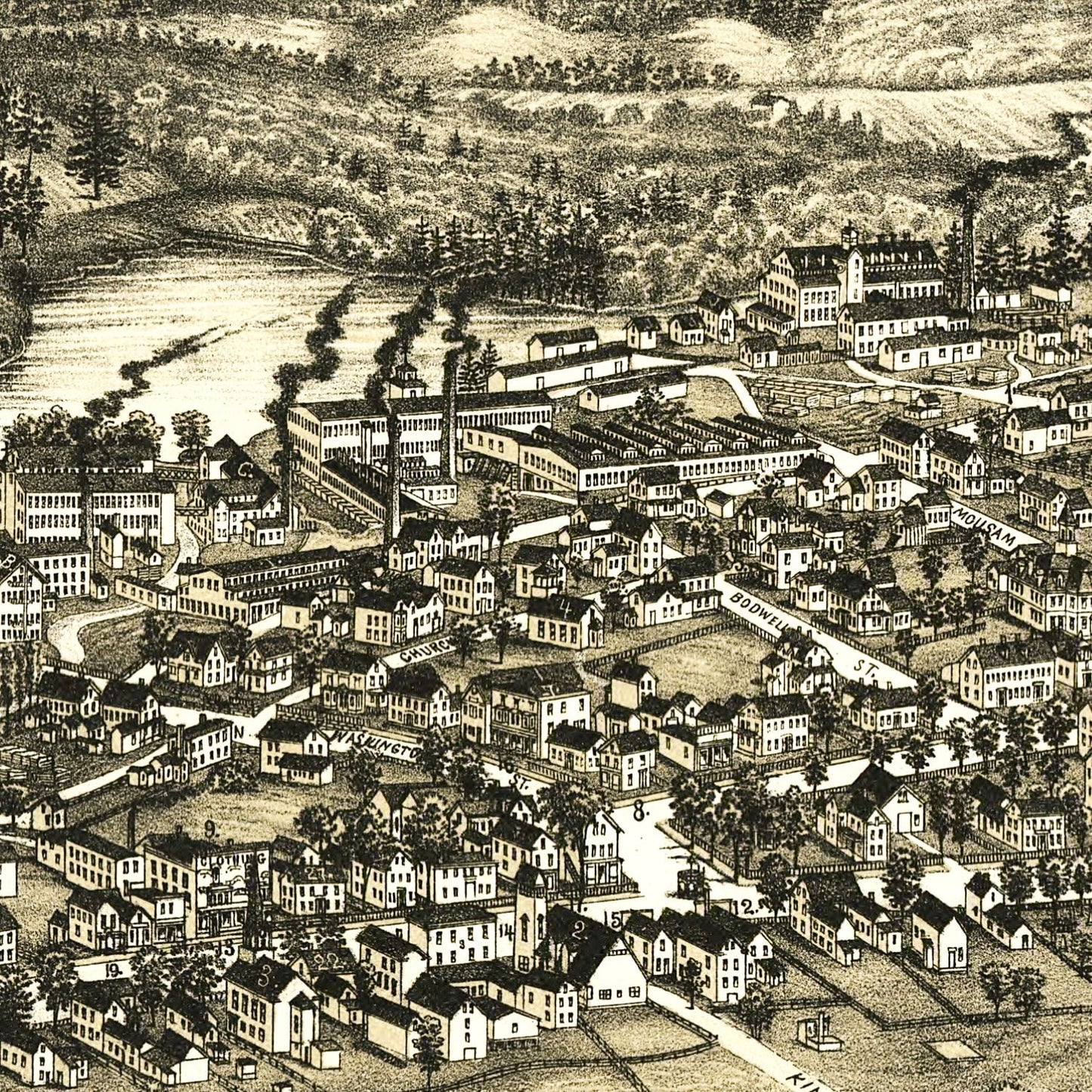 Vintage Map of Sanford, Maine 1889