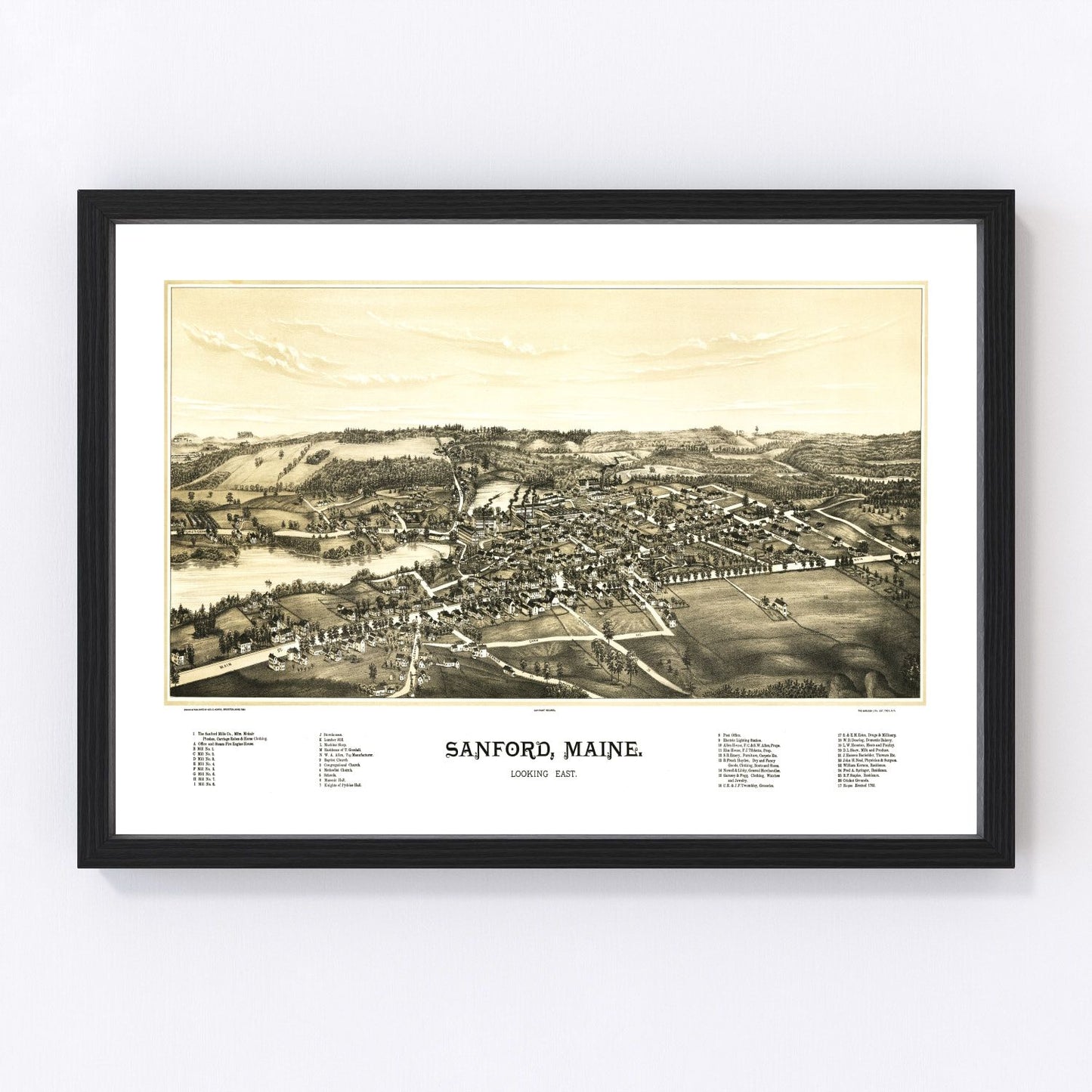 Vintage Map of Sanford, Maine 1889