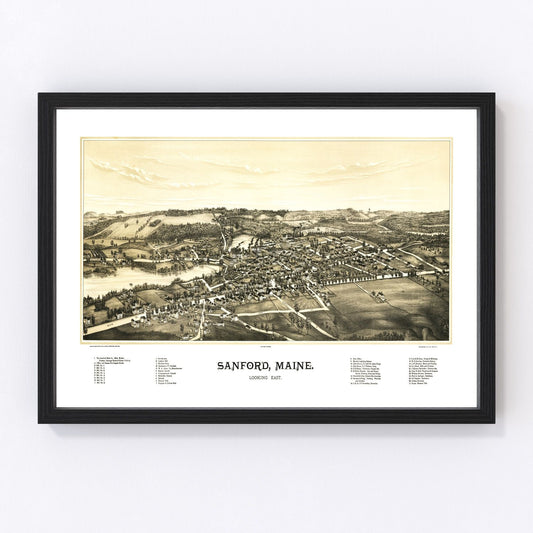 Vintage Map of Sanford, Maine 1889