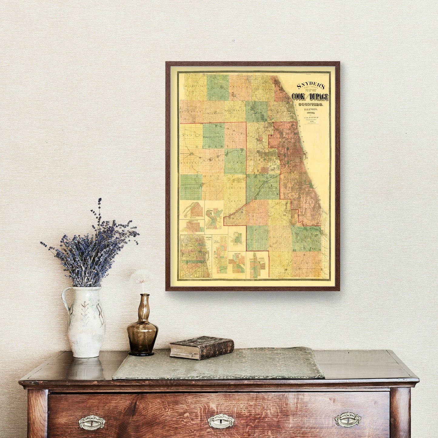 Vintage Map of Dupage County, Illinois 1890