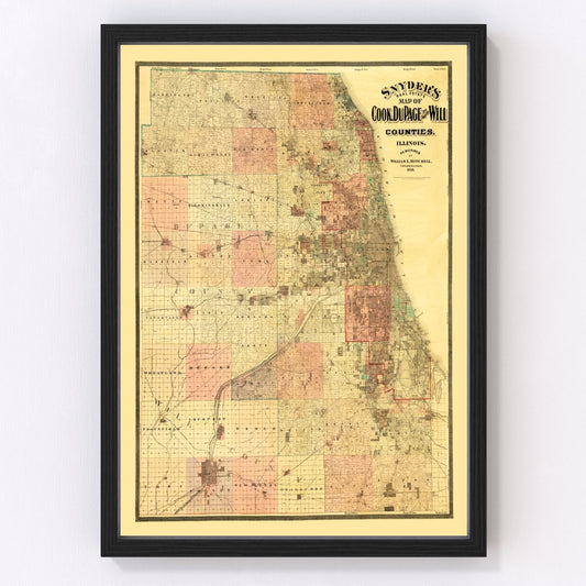 Vintage Map of Cook County, Illinois 1898