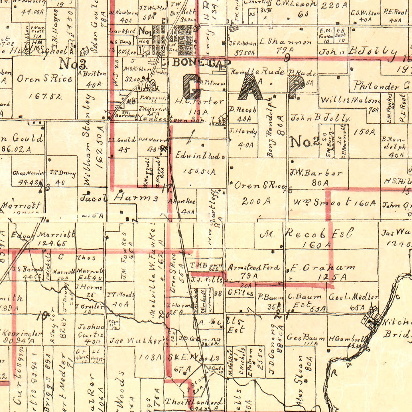 Vintage Map of Edwards County, Illinois 1891