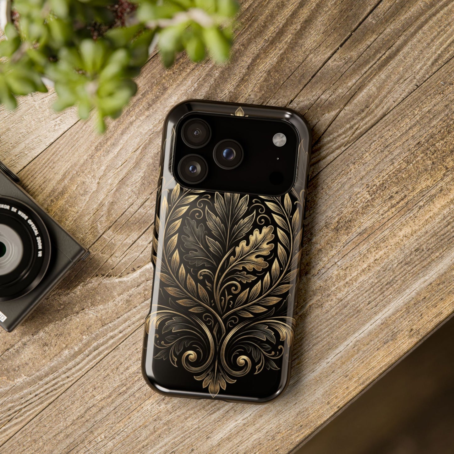 Baroque Gold Leaf Phone Case — Impact-Resistant Protective Cover