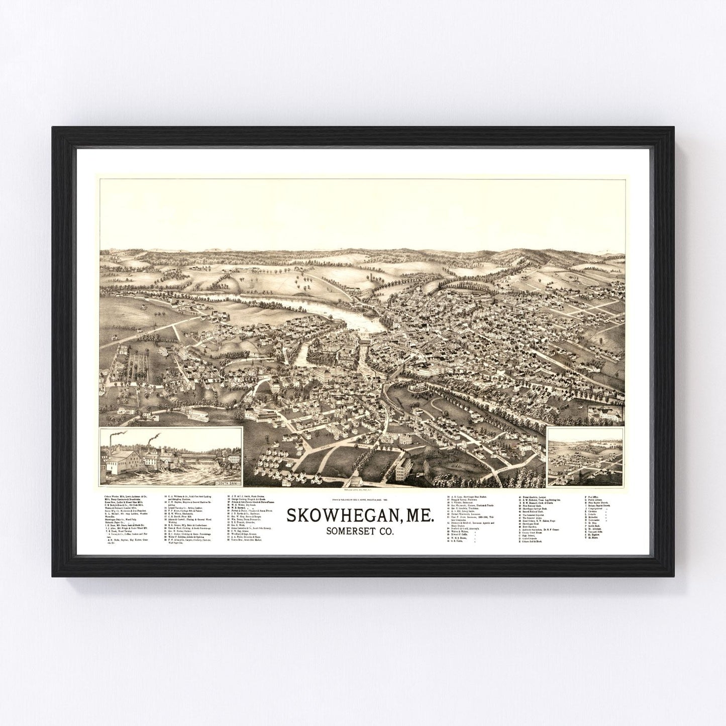 Vintage Map of Skowhegan, Maine 1892