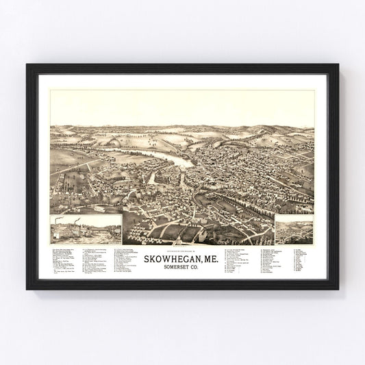 Vintage Map of Skowhegan, Maine 1892
