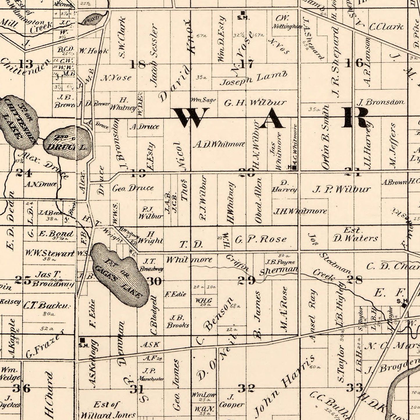 Vintage Map of Lake County, Illinois 1873