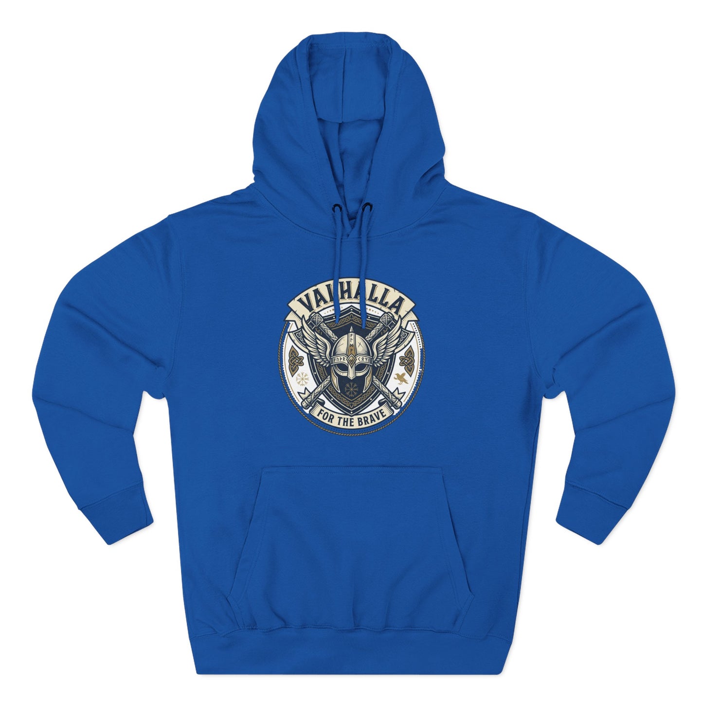 Viking Valhalla Skull Hoodie – "For the Brave" Graphic Fleece Hoodie