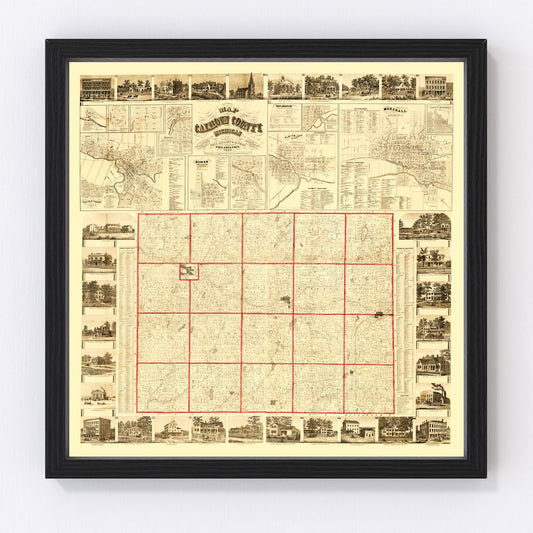 Vintage Map of Calhoun County, Michigan 1858