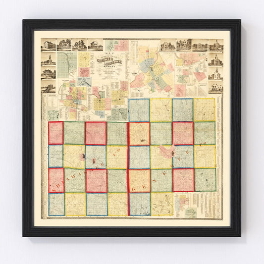 Vintage Map of Genessee County, Michigan 1859
