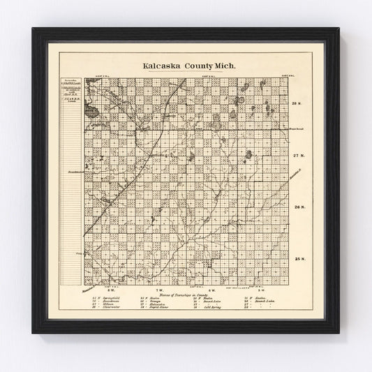Vintage Map of Kalkaska County, Michigan 1878