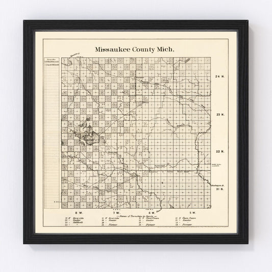 Vintage Map of Missaukee County, Michigan 1878