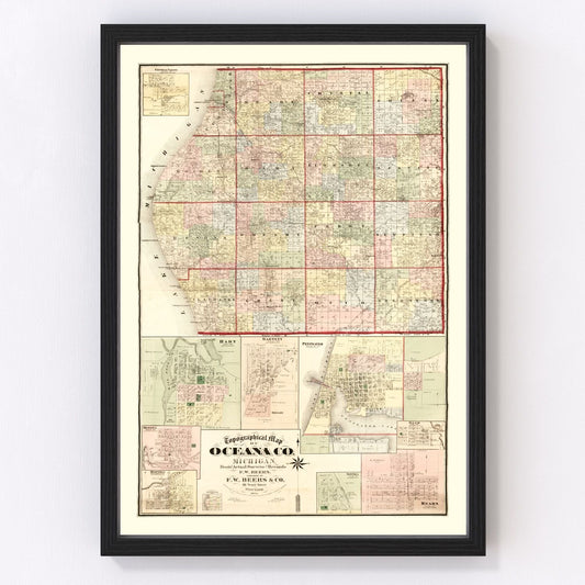 Vintage Map of Oceana County, Michigan 1876
