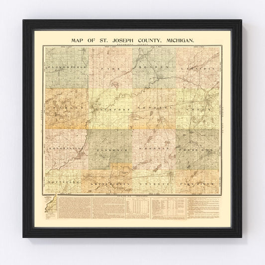 Vintage Map of St. Joseph County, Michigan 1897