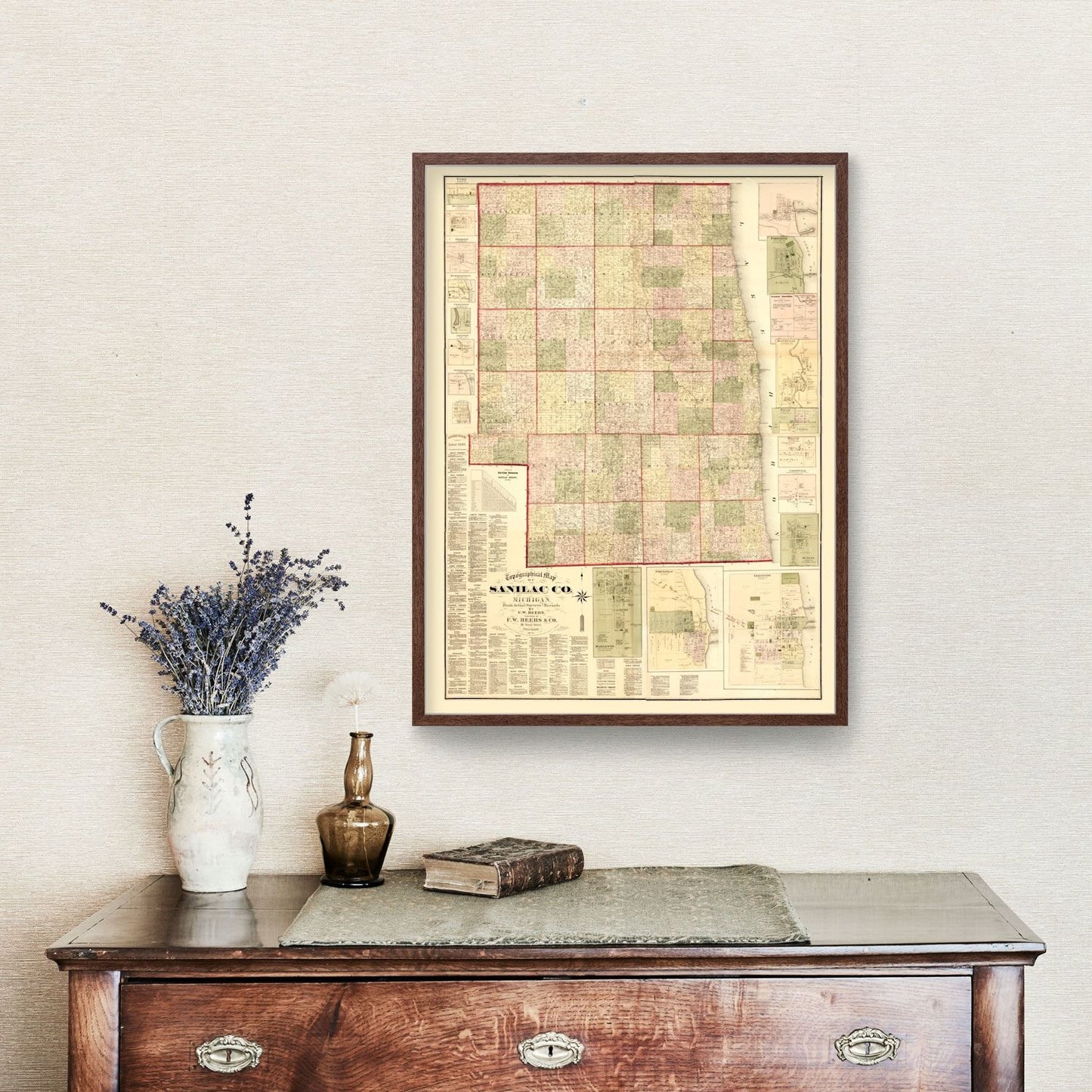 Vintage Map of Sanilac County, Michigan 1876