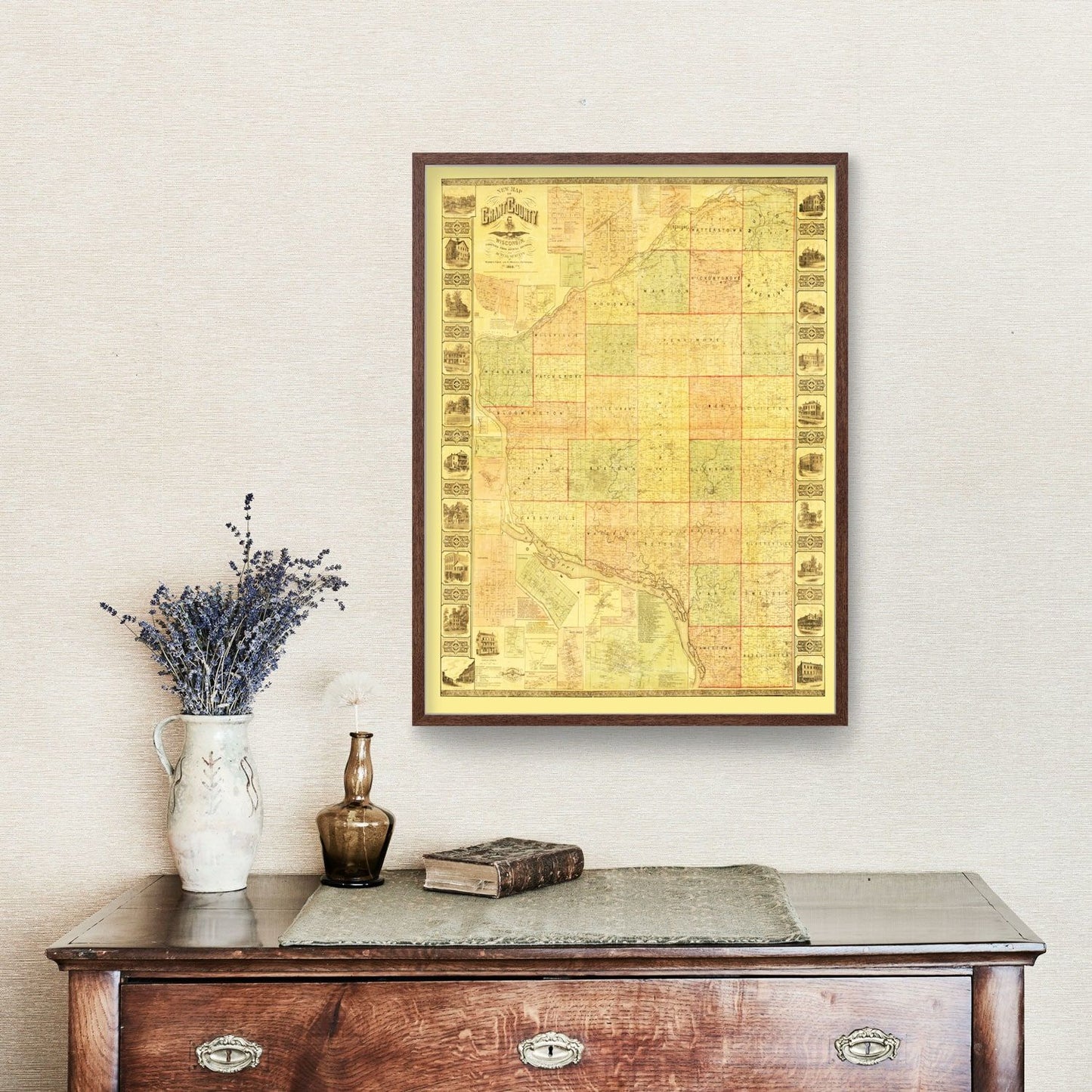 Vintage Map of Grant County, Wisconsin 1868