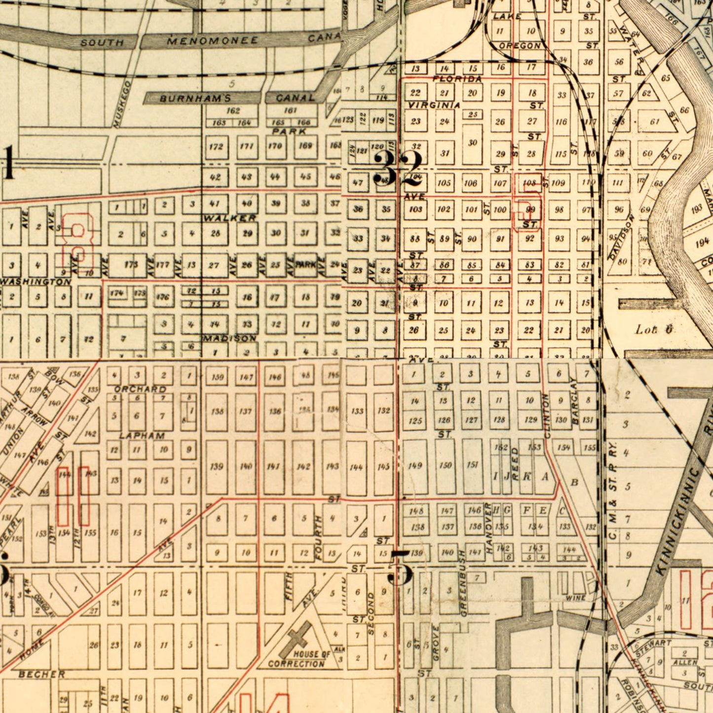 Vintage Map of Milwaukee County, Wisconsin 1893