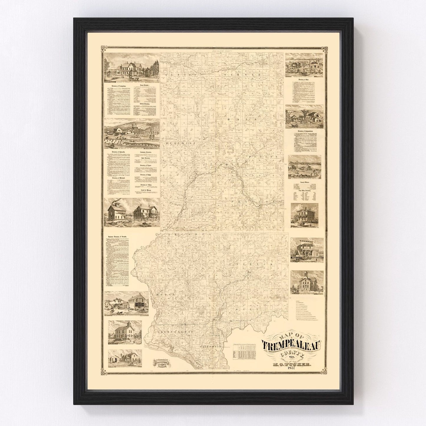 Vintage Map of Trempealeau County, Wisconsin 1877