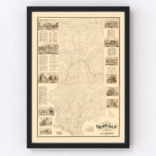 Vintage Map of Trempealeau County, Wisconsin 1877