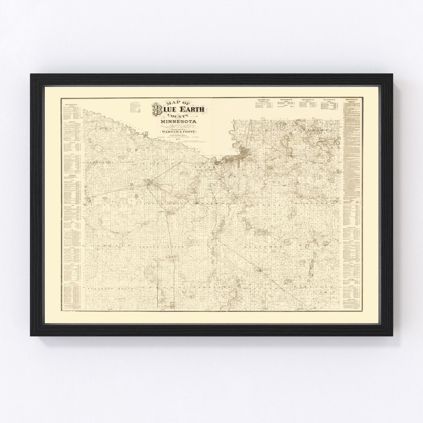 Vintage Map of Blue Earth County, Minnesota 1879