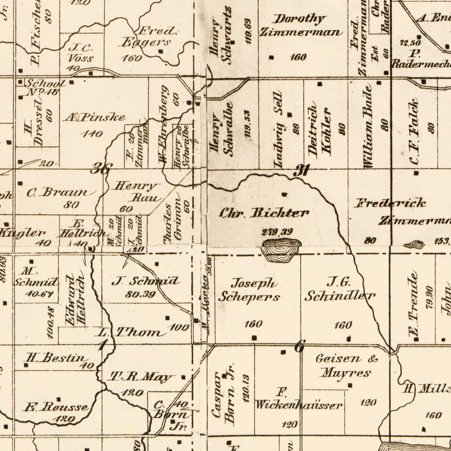 Vintage Map of Carver County, Minnesota 1880