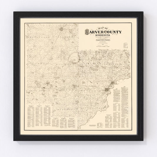 Vintage Map of Carver County, Minnesota 1880