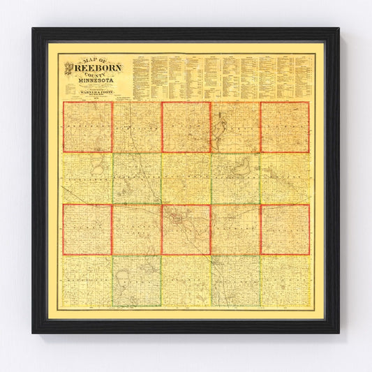 Vintage Map of Freeborn County, Minnesota 1878