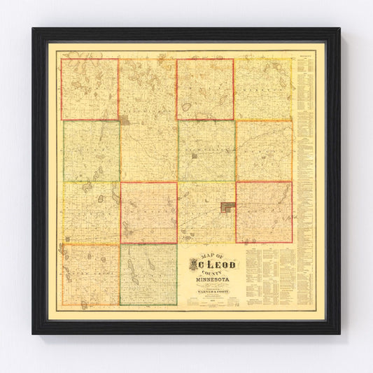 Vintage Map of McLeod County, Minnesota 1880